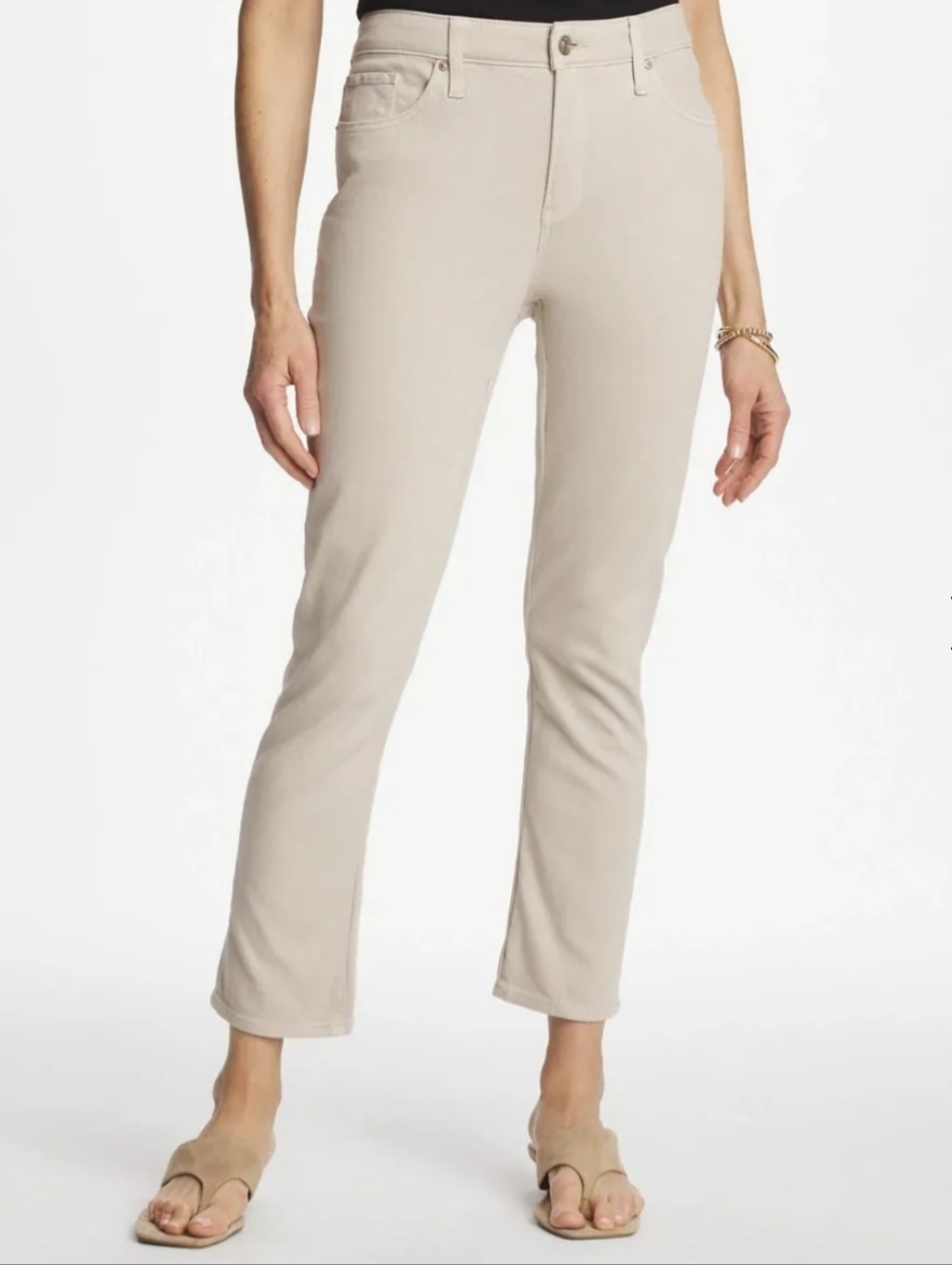 Chico's So Slimming Ankle Girlfriend Jeans In Tan Beige Chico's Size 1 / Us 8